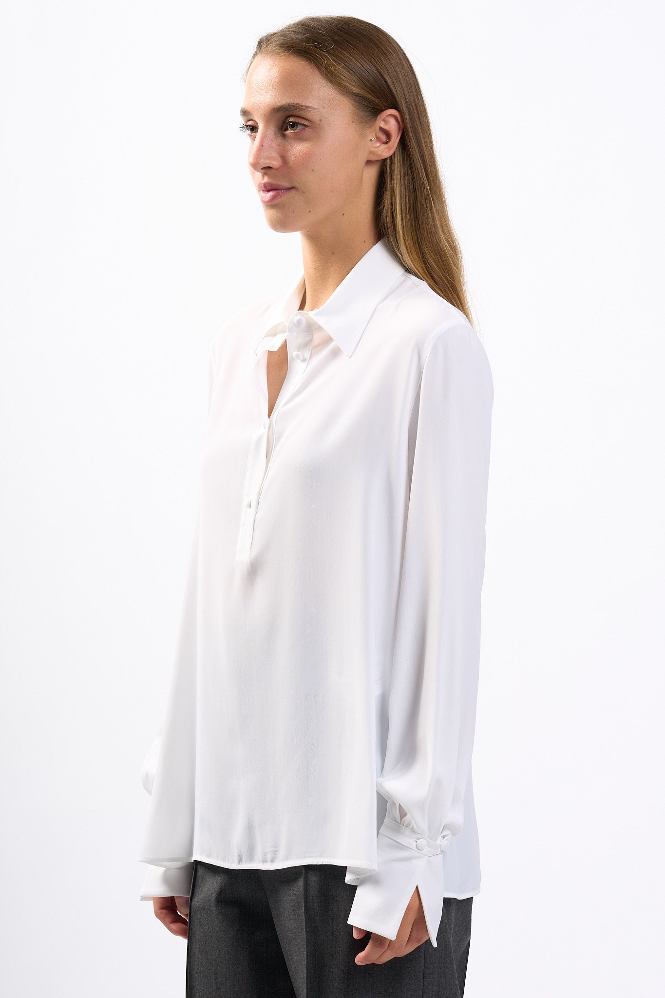 Dondup Camicia in Crepe e Seta Bianco Donna-5