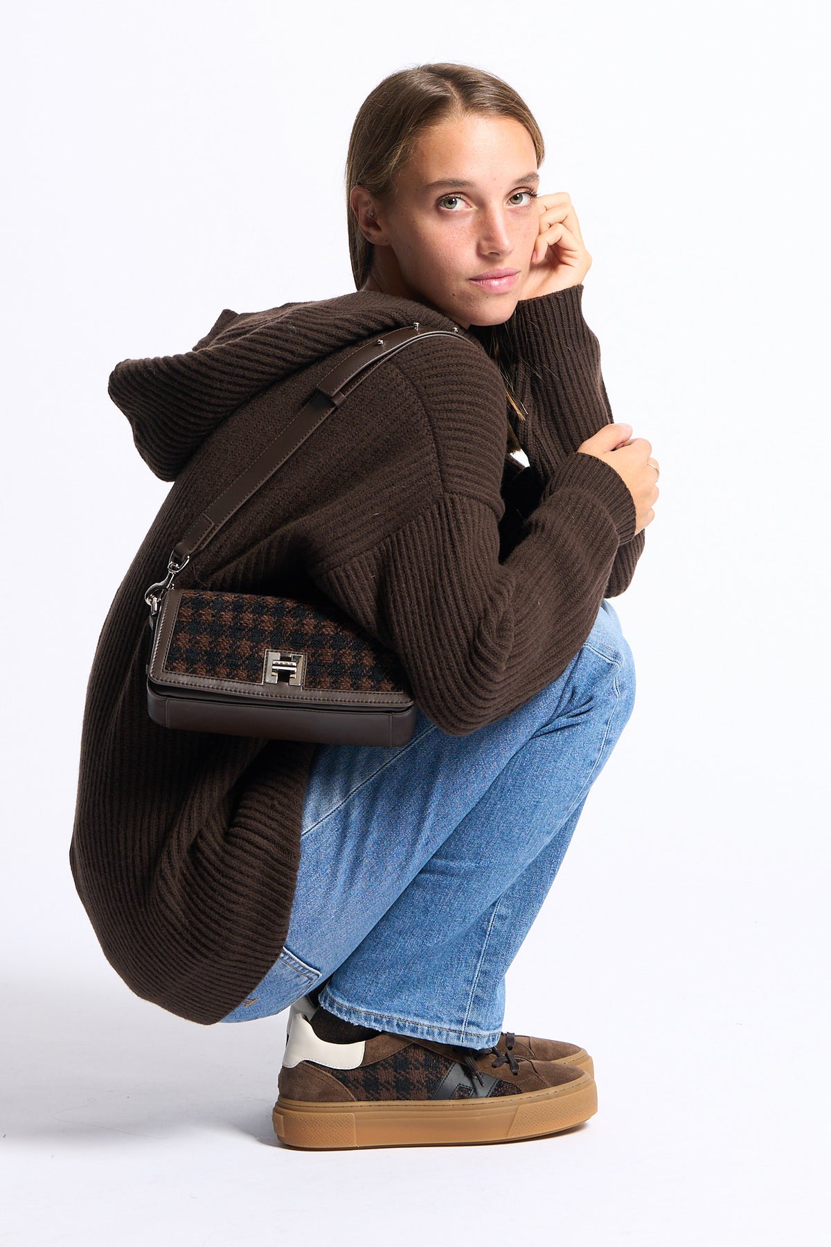 Dondup Cardigan con Cappuccio Marrone Donna-6