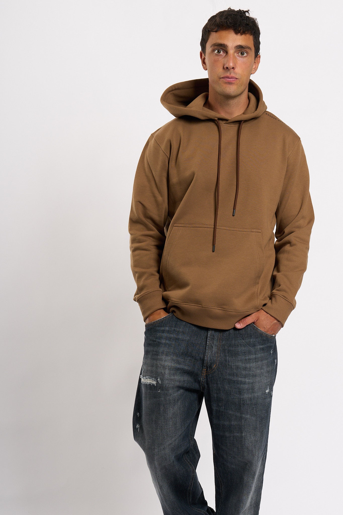 Dondup Felpa Cappuccio Caramello Uomo-4