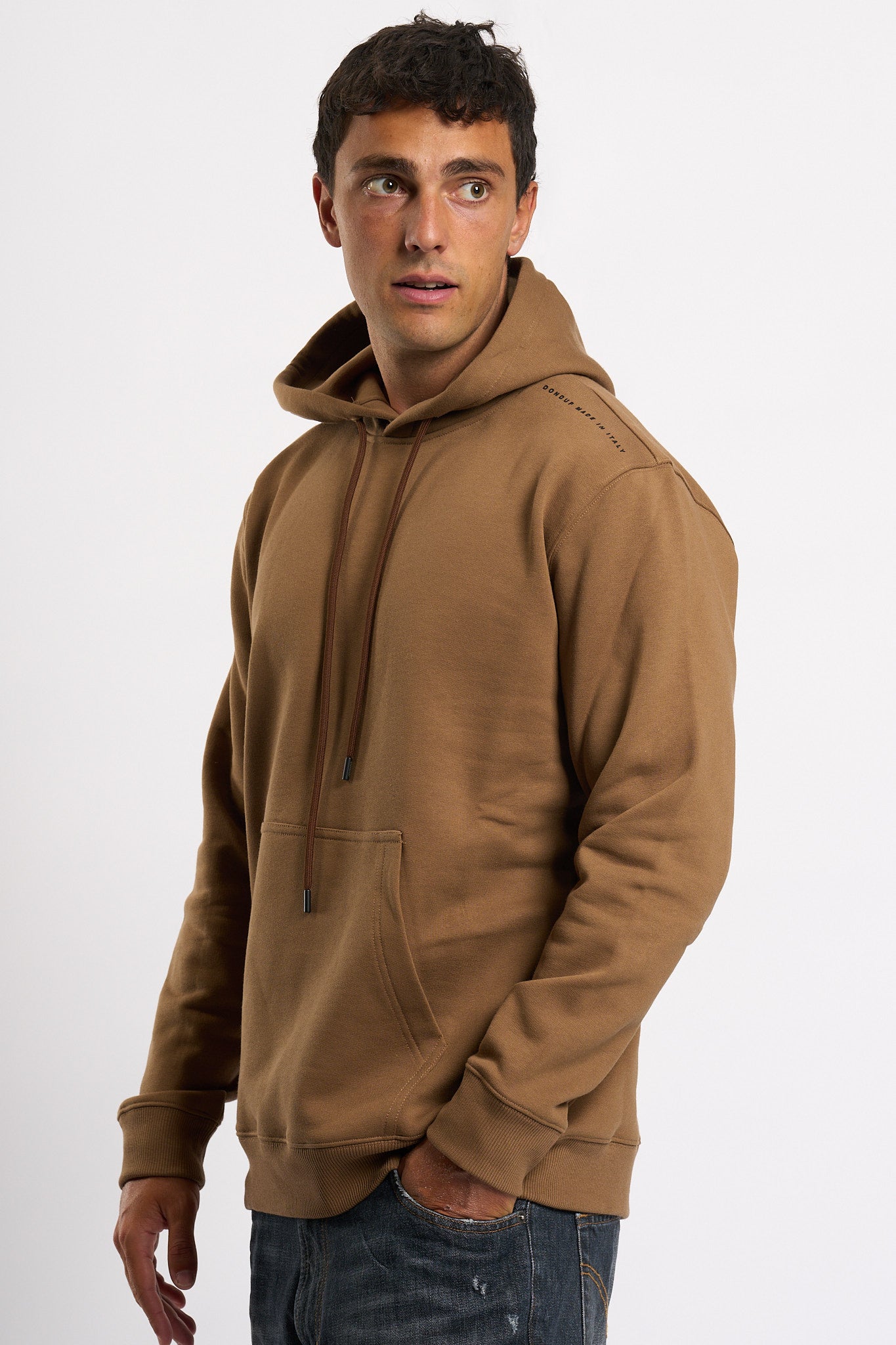 Dondup Felpa Cappuccio Caramello Uomo-5