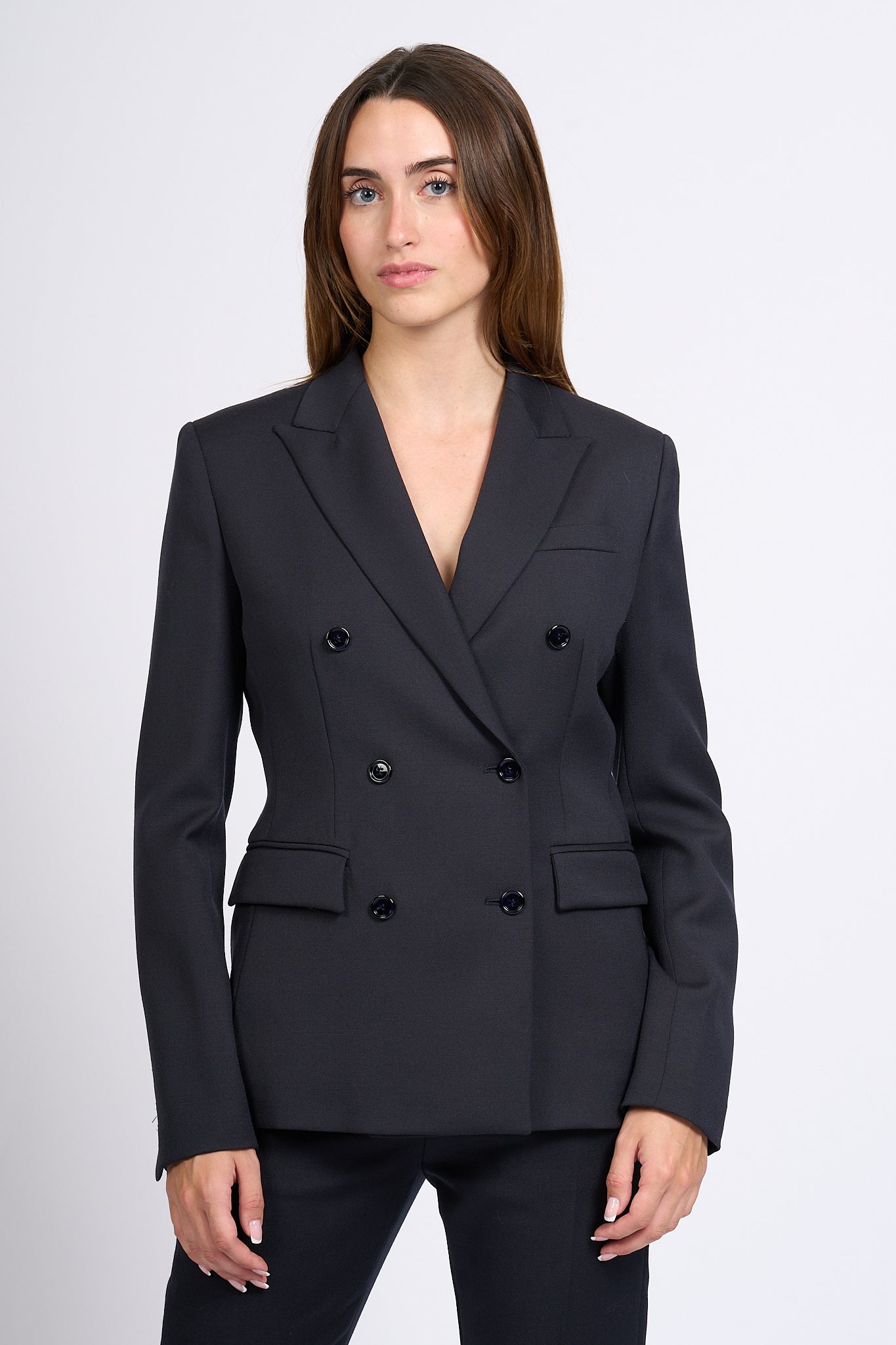 Dondup Double Breasted Jacket Blue Women-4