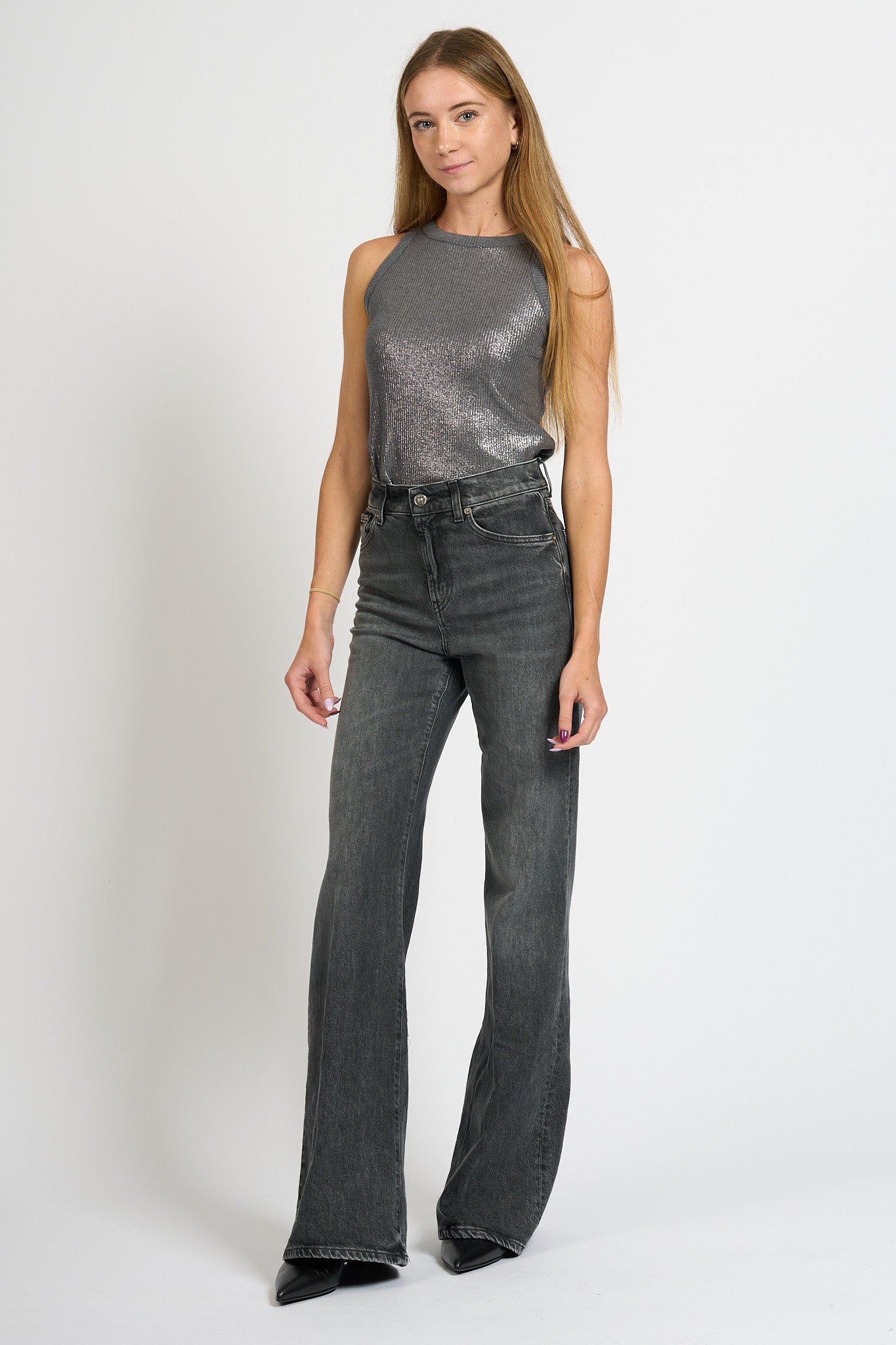 Dondup Jeans Amber Denim Stretch Nero Donna-3