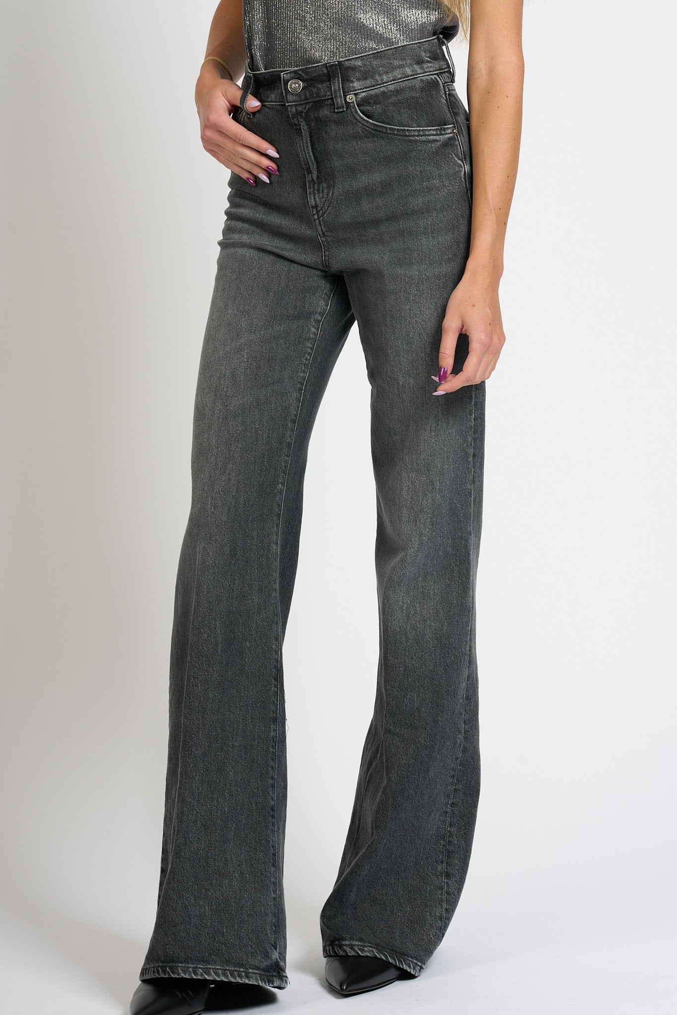 Dondup Jeans Amber Denim Stretch Nero Donna-5