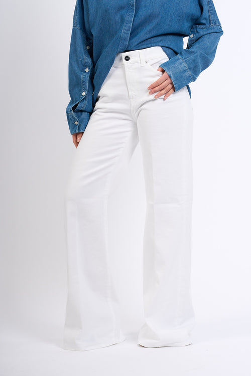 Dondup Jeans Amber Wide Leg Bianco Donna