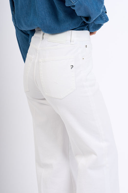 Dondup Jeans Amber Wide Leg Bianco Donna-2