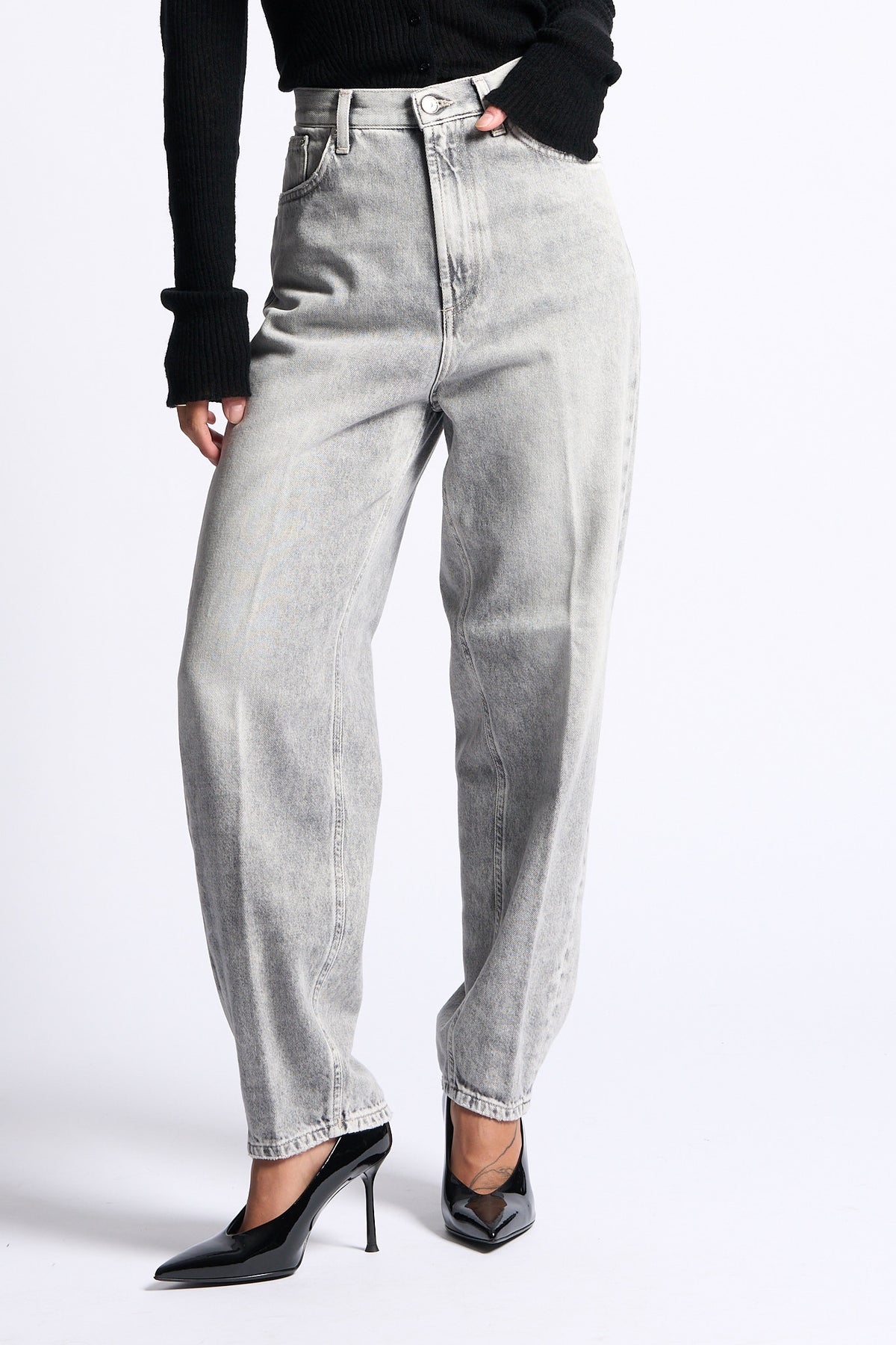 Dondup Jeans Bessie Loose Grigio delave' Donna-1