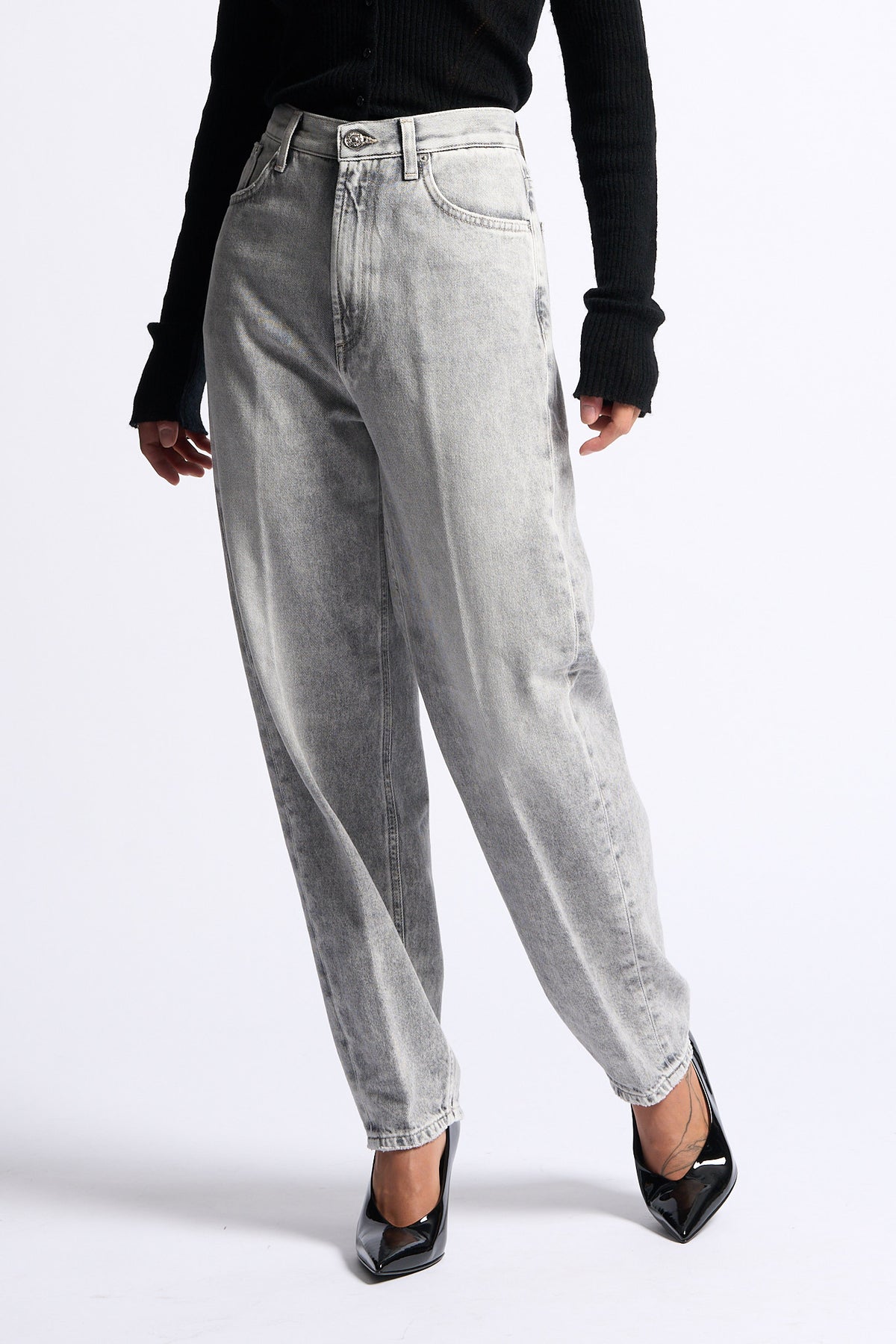 Dondup Jeans Bessie Loose Grigio delave' Donna-3
