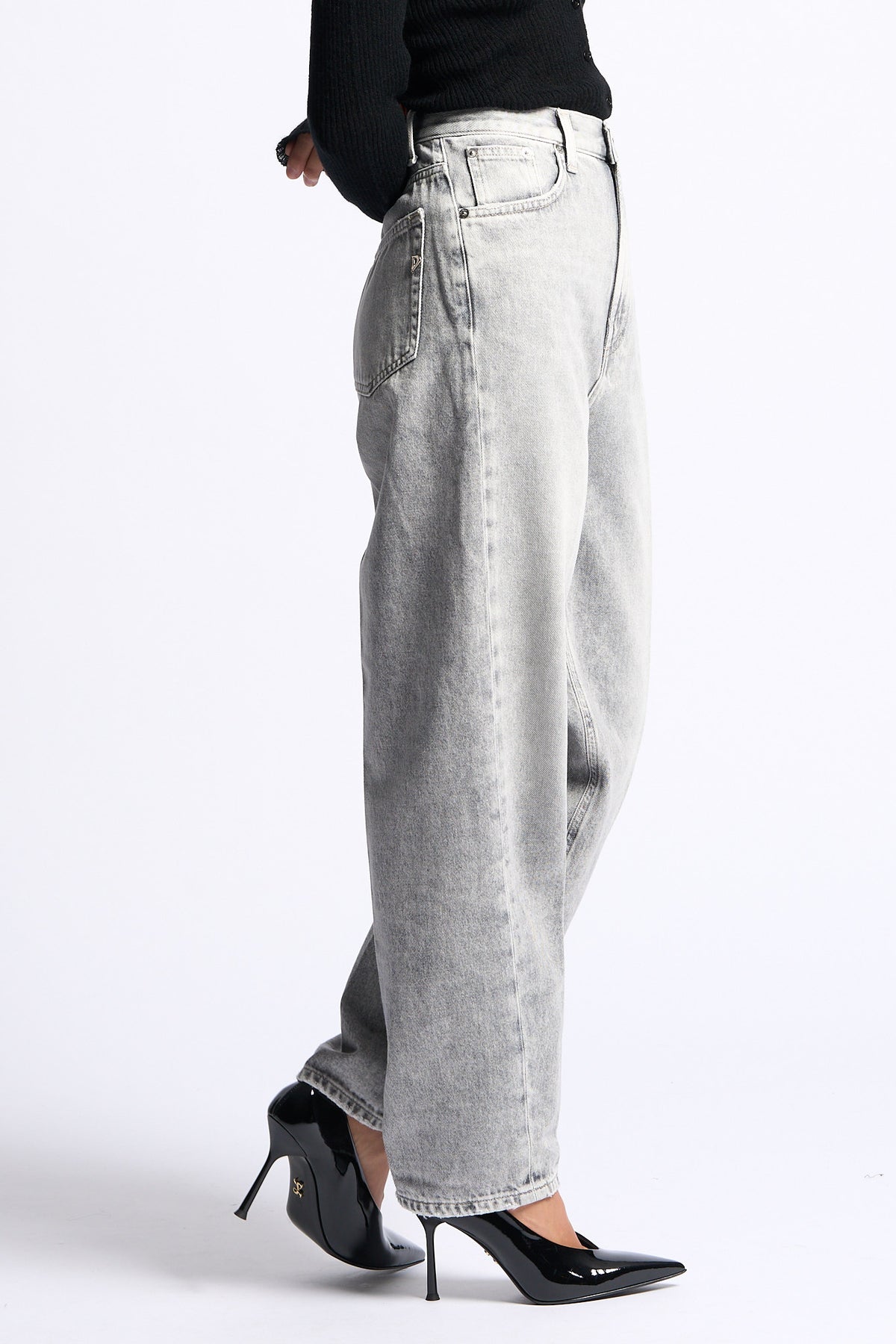 Dondup Jeans Bessie Loose Grigio delave' Donna-4