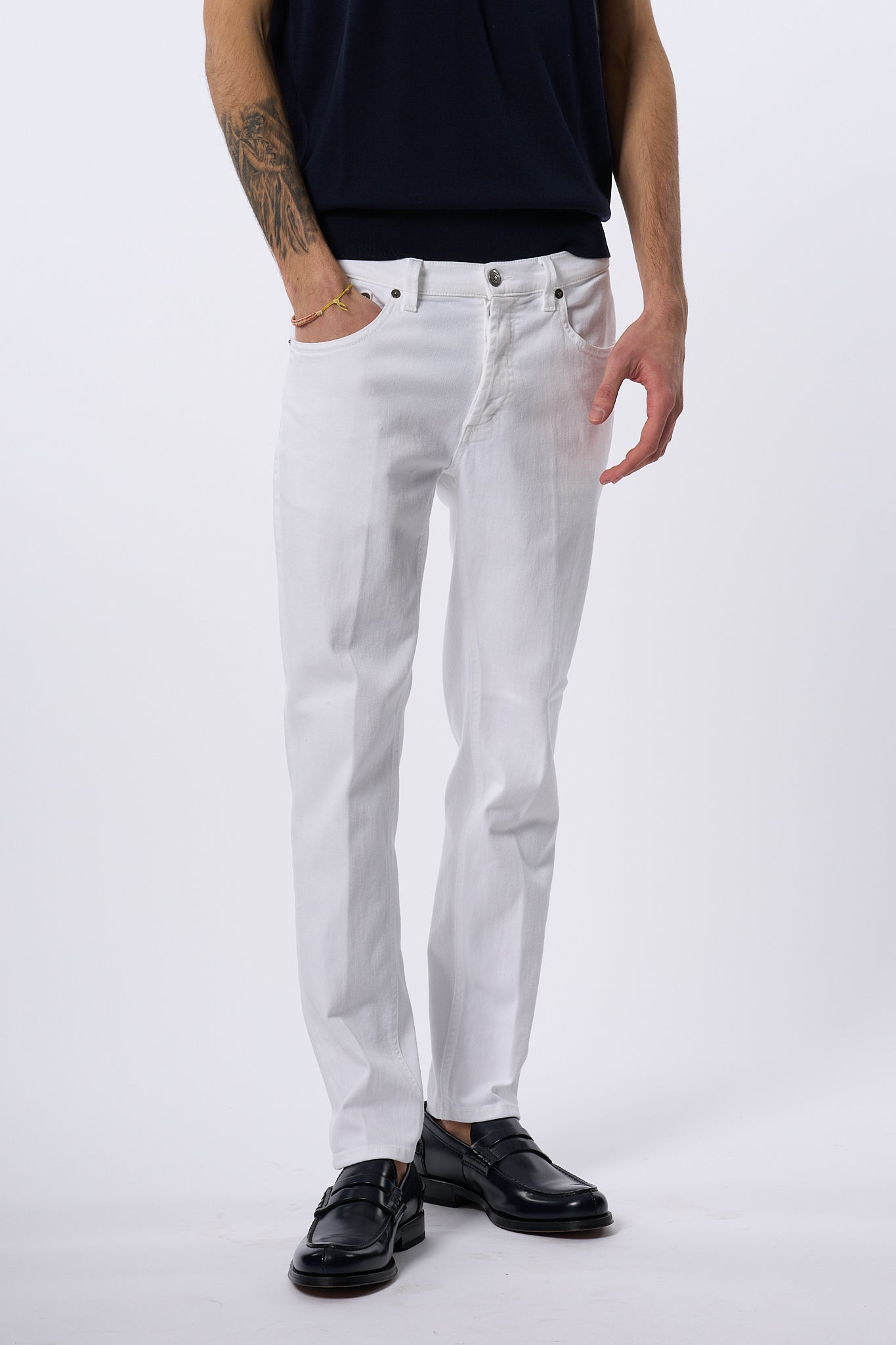 Dondup Jeans Brighton Carrot Bianco Uomo-5