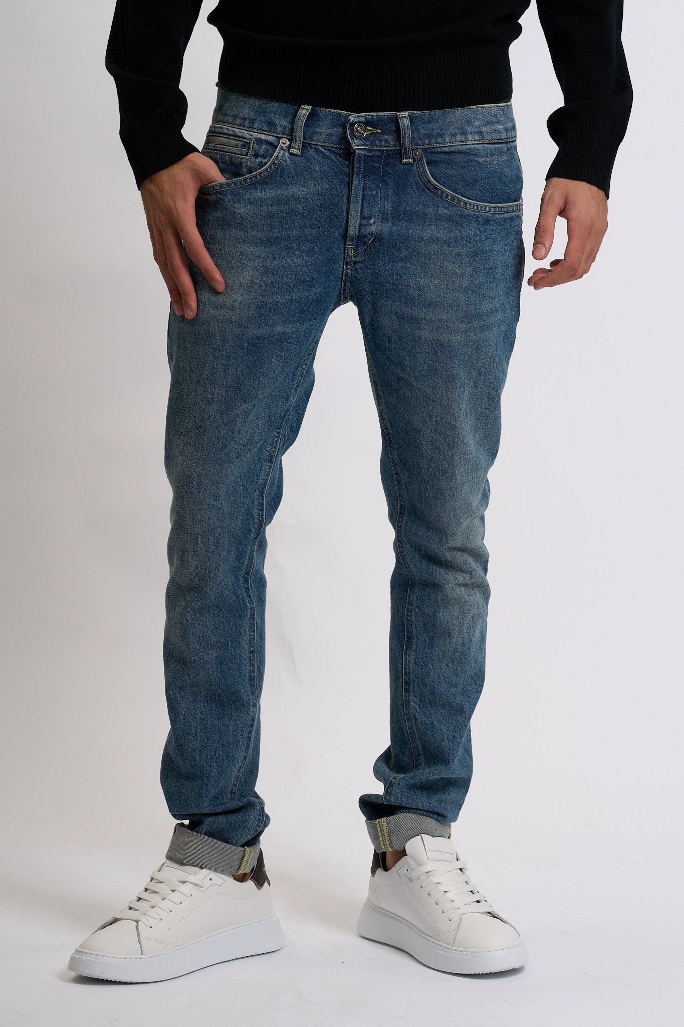Dondup Jeans George Denim Stretch Medio Uomo-4