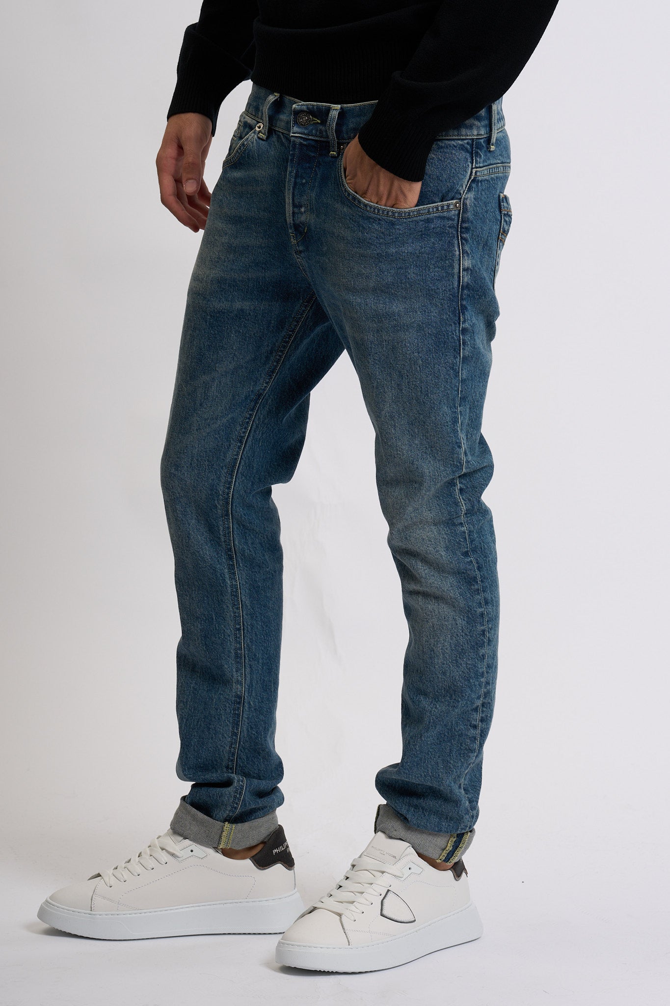 Dondup Jeans George Denim Stretch Medio Uomo-6