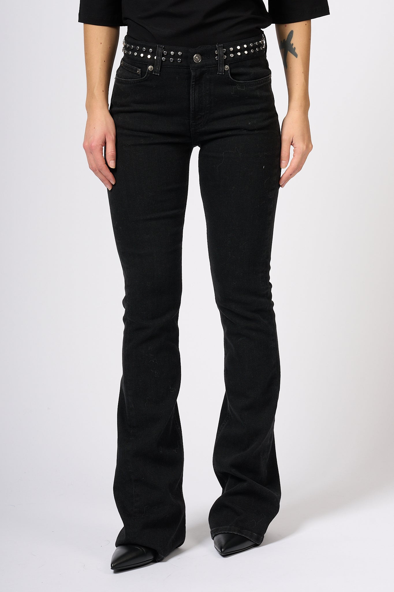 Dondup Jeans Newlola con Borchie Nero Donna-3