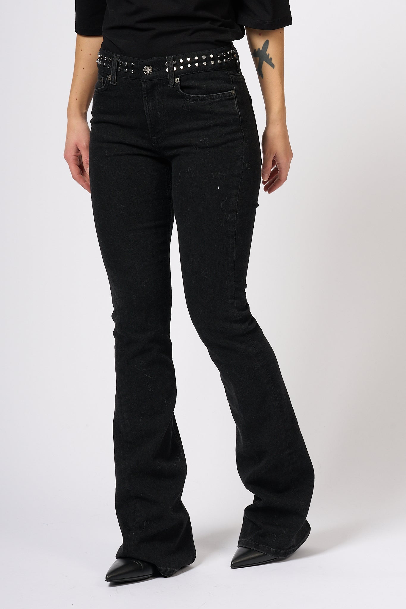 Dondup Jeans Newlola con Borchie Nero Donna-1