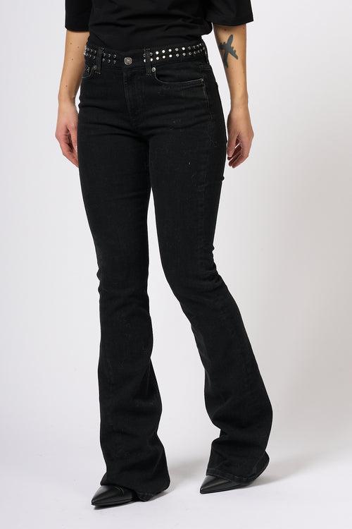 Dondup Jeans Newlola con Borchie Nero Donna