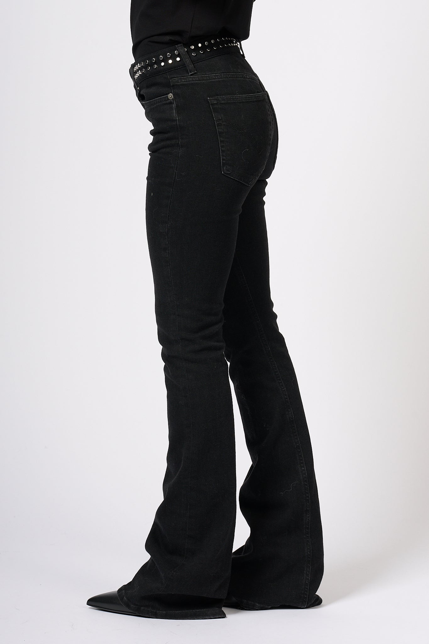 Dondup Jeans Newlola con Borchie Nero Donna-4