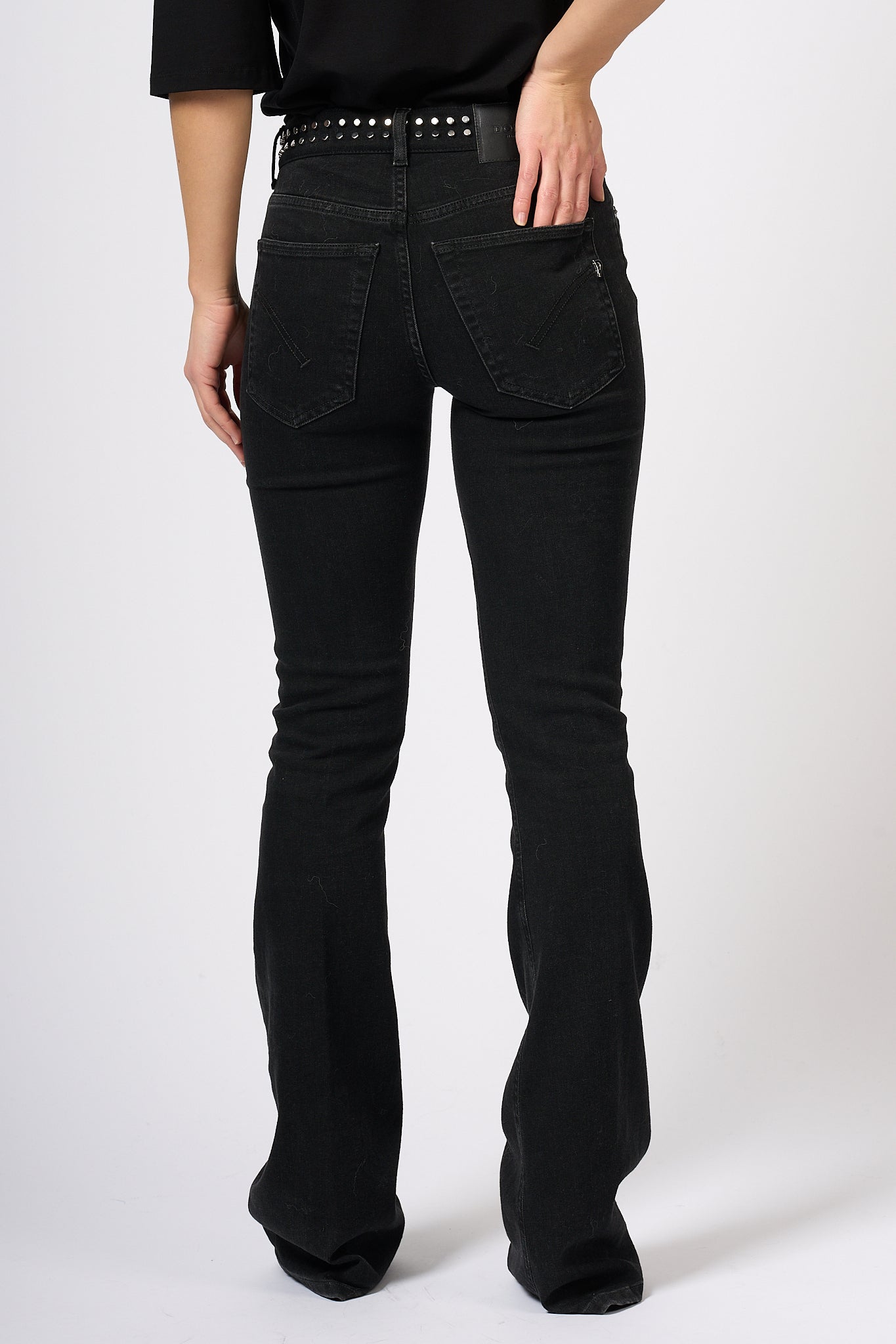 Dondup Jeans Newlola con Borchie Nero Donna-5