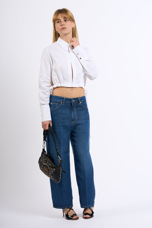 Dondup Jeans Tami Cropped in Lyocell Blu Donna-2