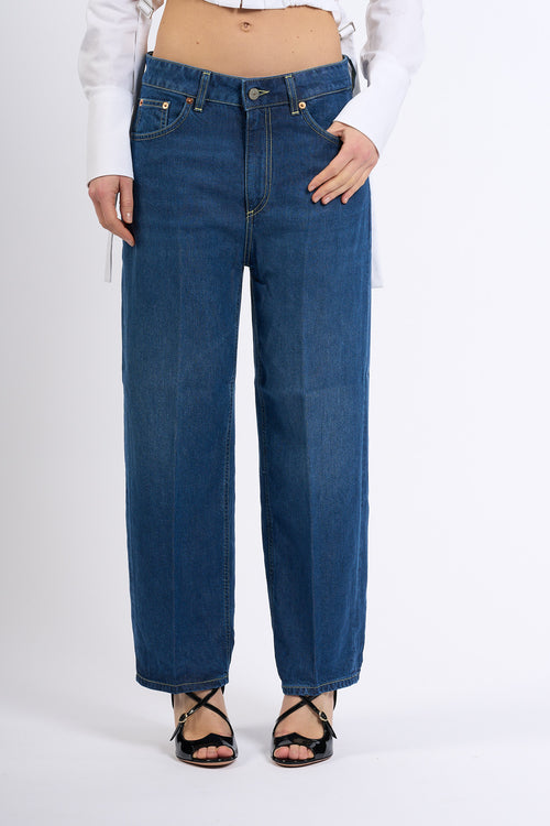 Dondup Jeans Tami Cropped in Lyocell Blu Donna