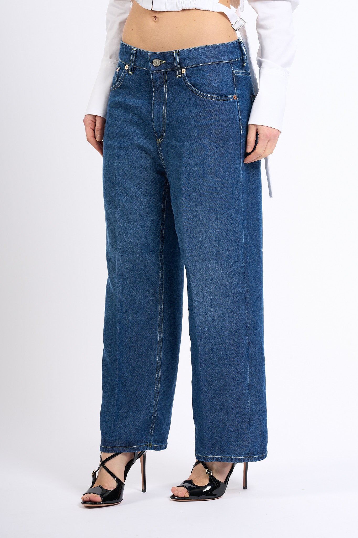 Dondup Jeans Tami Cropped in Lyocell Blu Donna-8