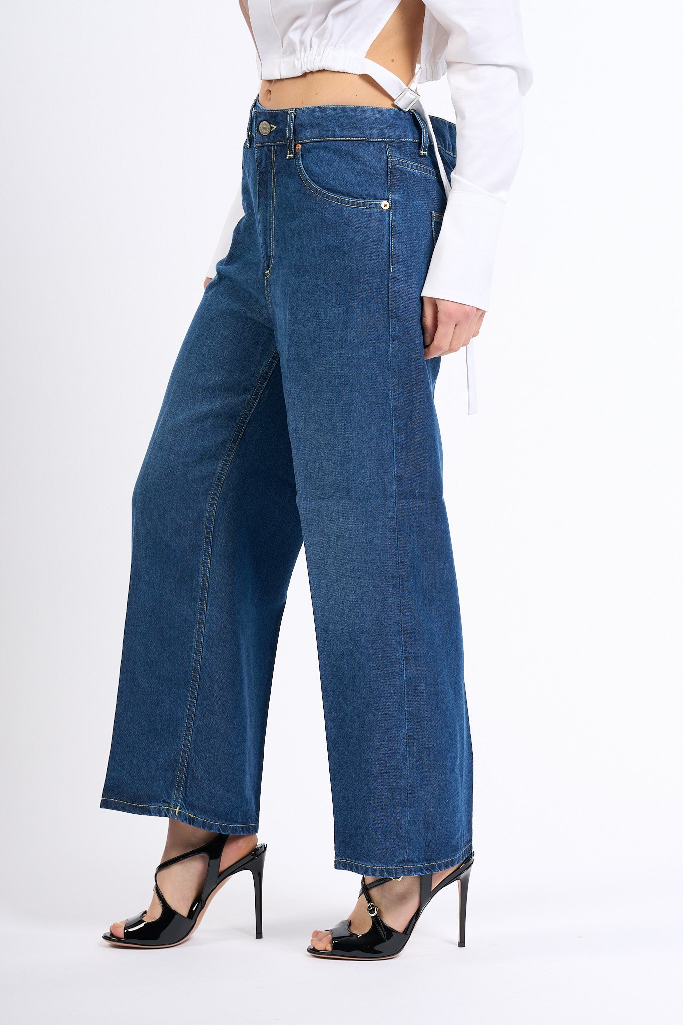Dondup Jeans Tami Cropped in Lyocell Blu Donna-4