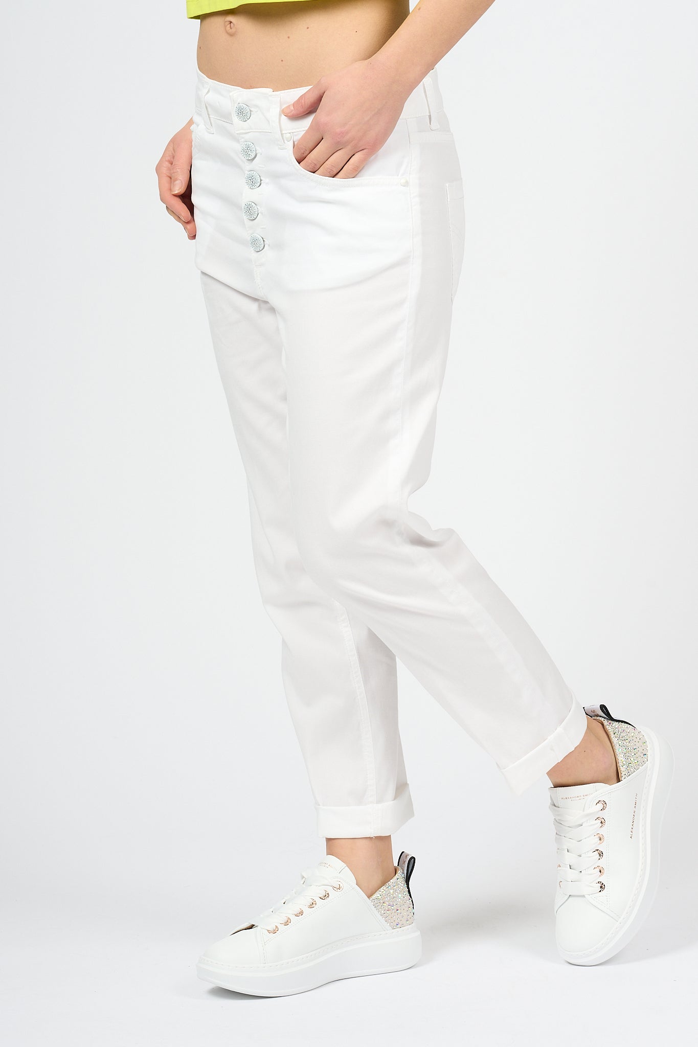 Dondup Koons Jeans Leggero Bianco Donna-1