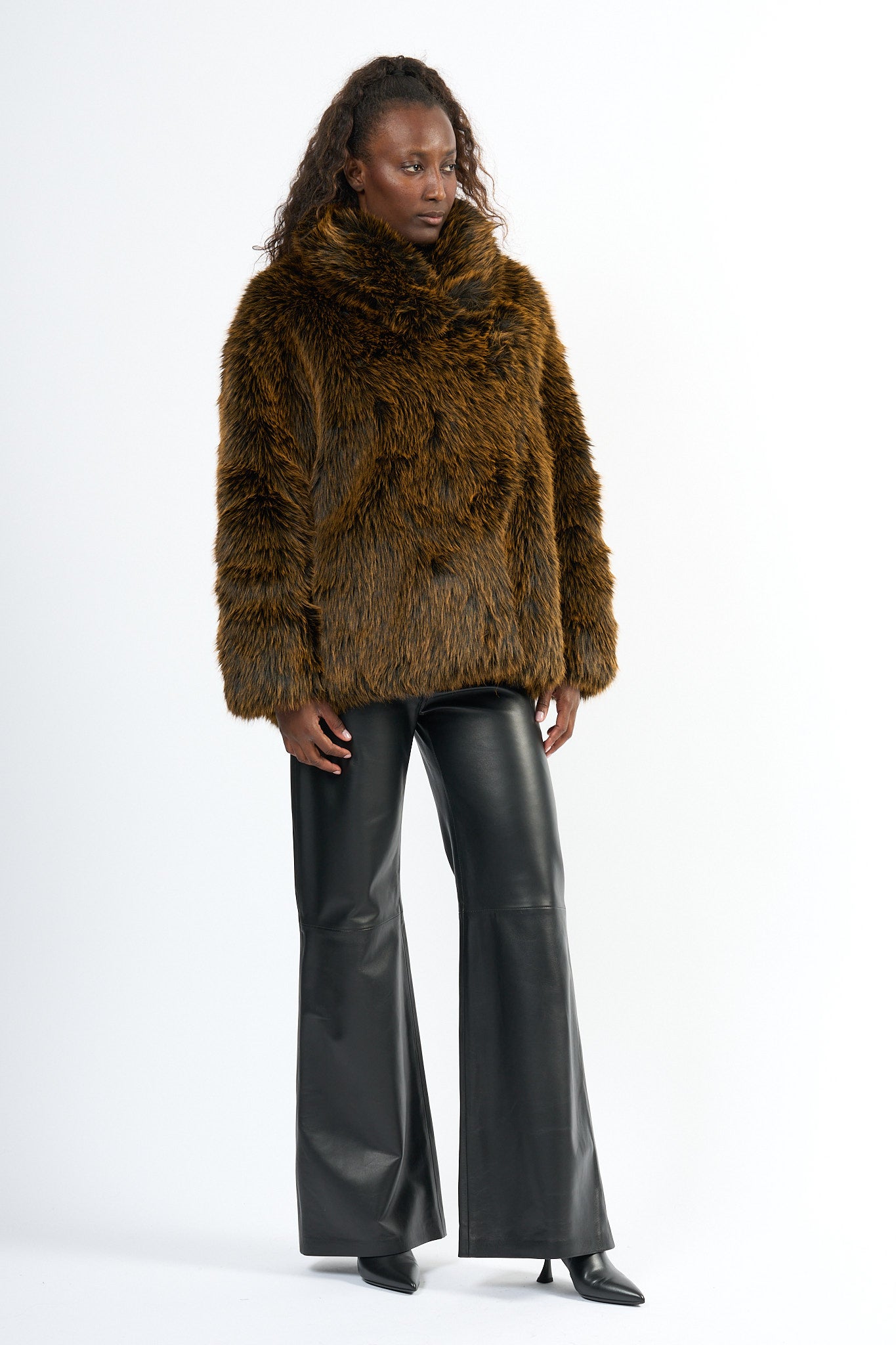 Dondup Pantalone Amber Pelle Nero Donna-9