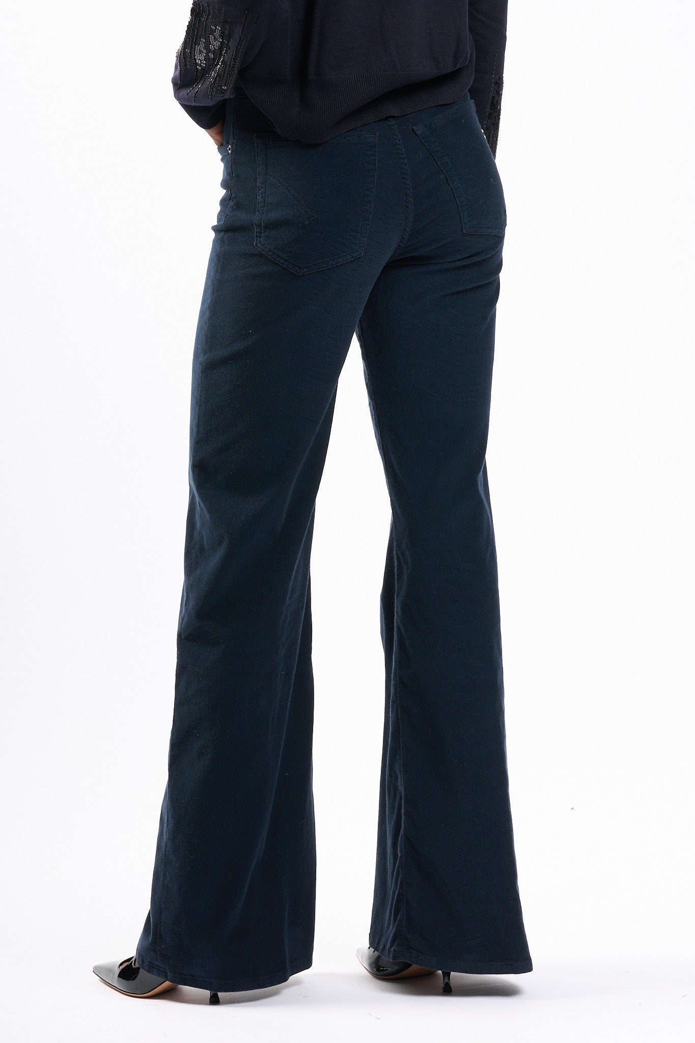 Dondup Pantalone Amber Velluto Blu Donna-5