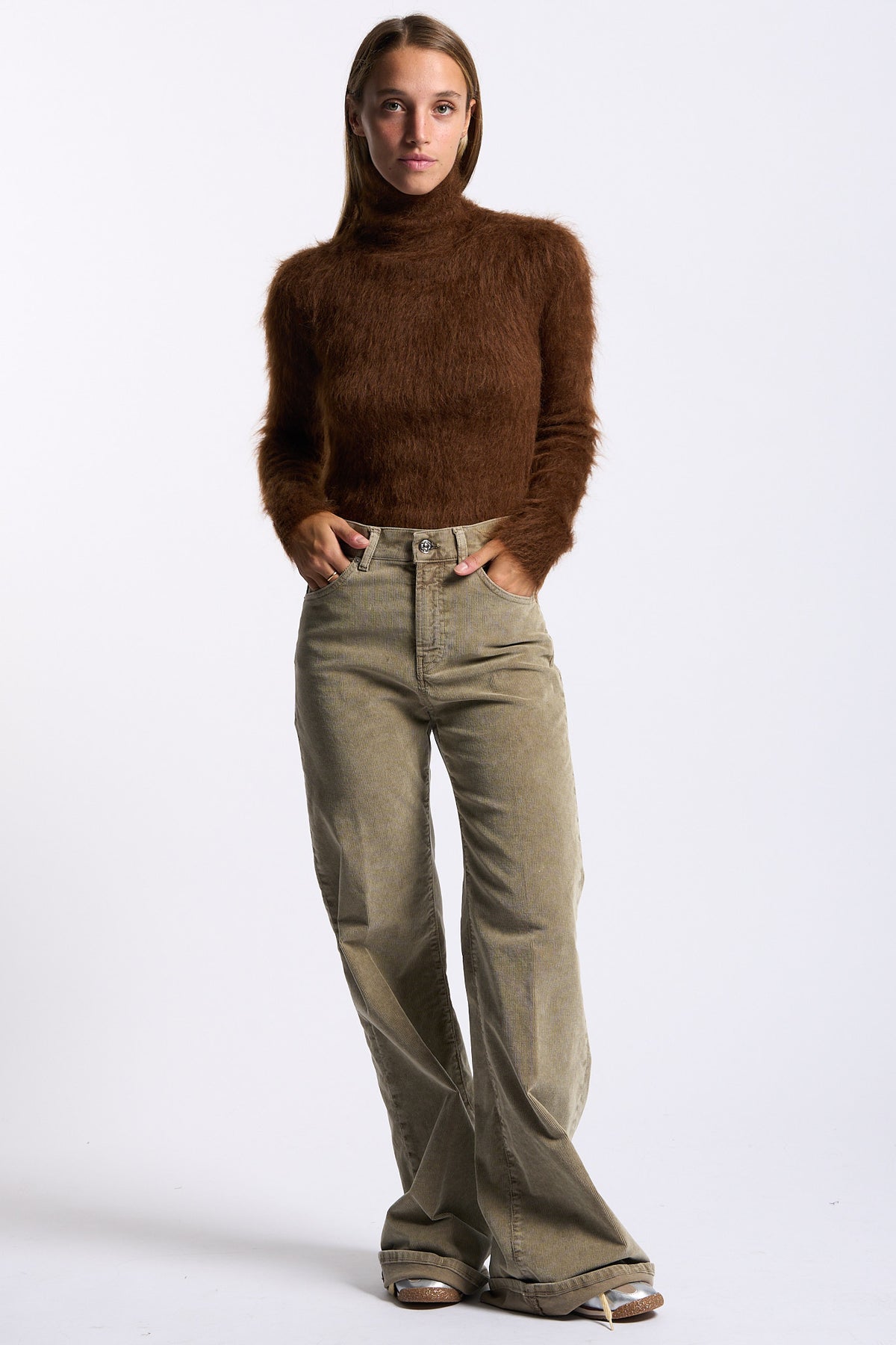 Dondup Pantalone Amber Wide Salvia Donna-2