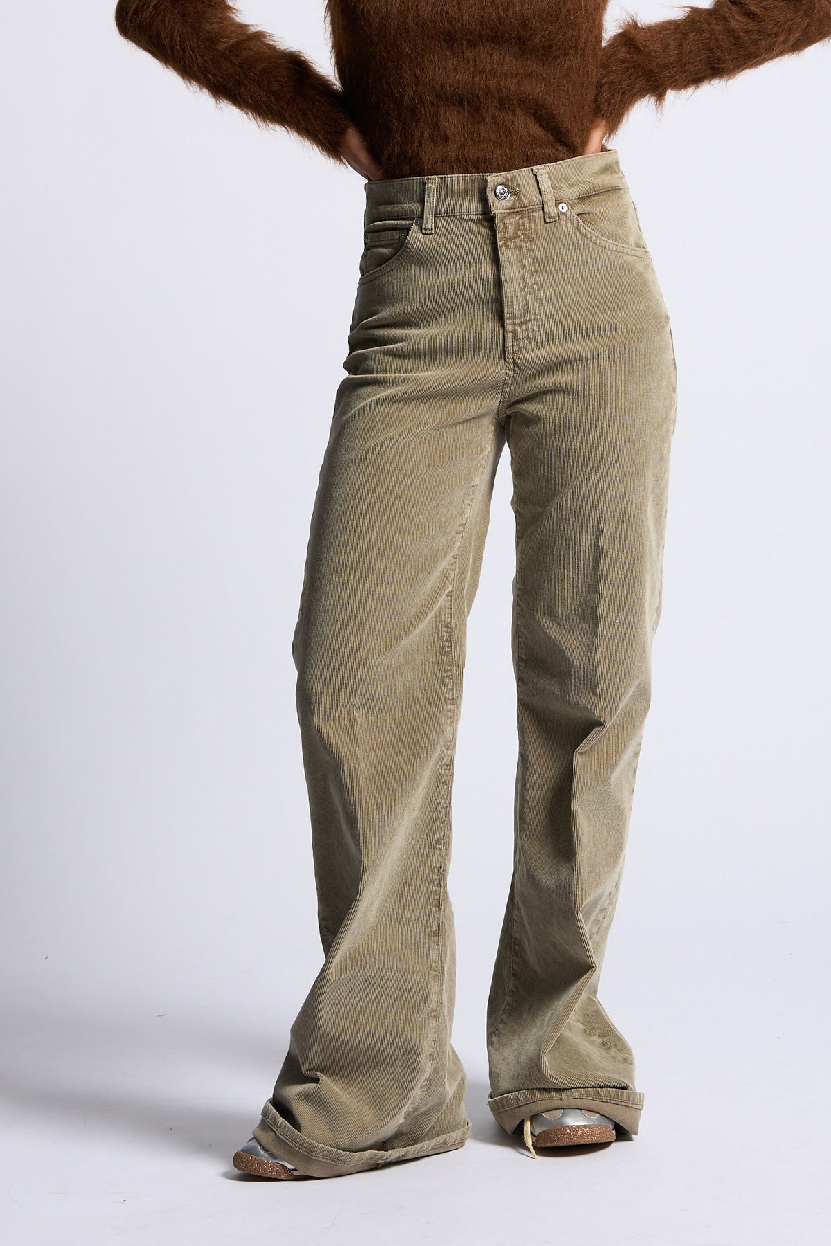 Dondup Pantalone Amber Wide Salvia Donna-5