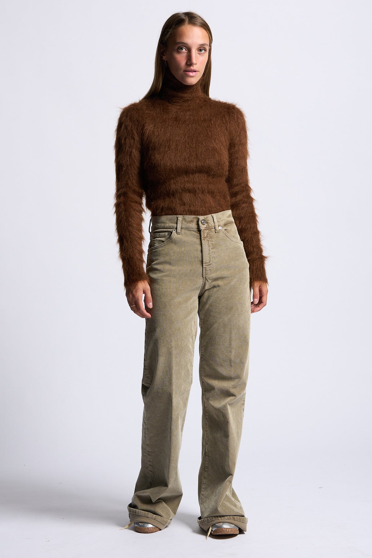 Dondup Pantalone Amber Wide Salvia Donna-6
