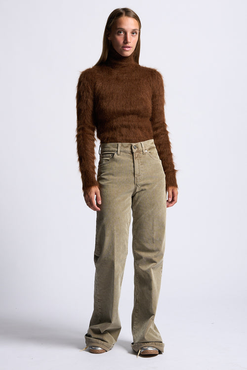 Dondup Pantalone Amber Wide Salvia Donna-2