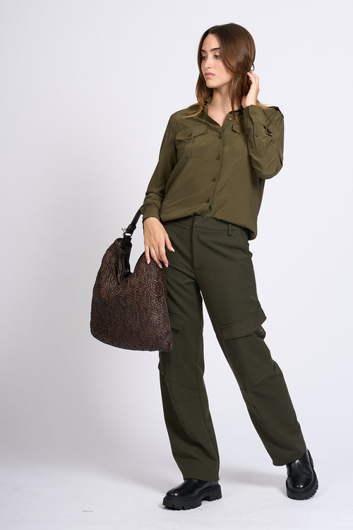 Dondup Pantalone Camila Cargo Verde Donna-2