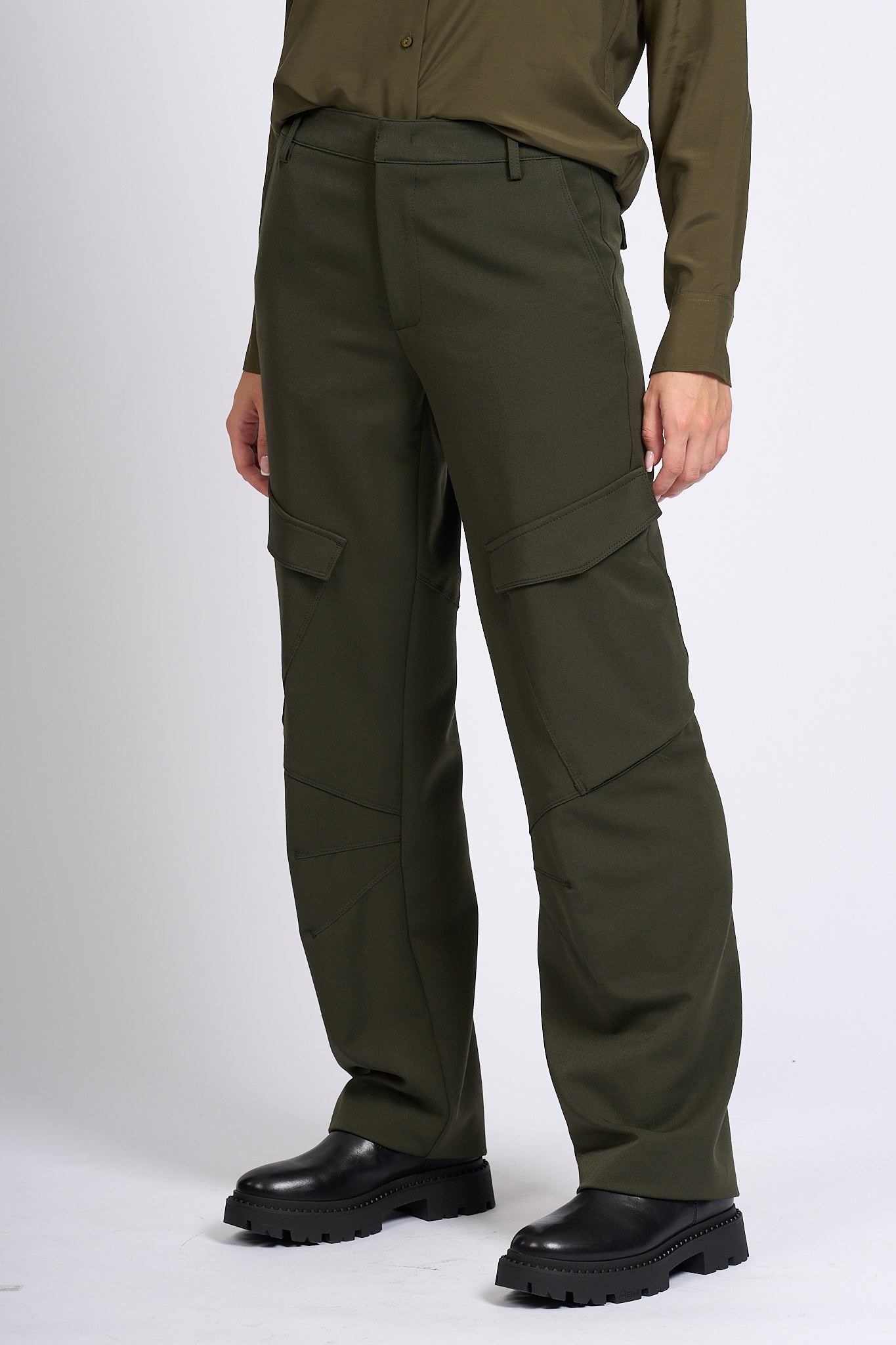 Dondup Pantalone Camila Cargo Verde Donna-1