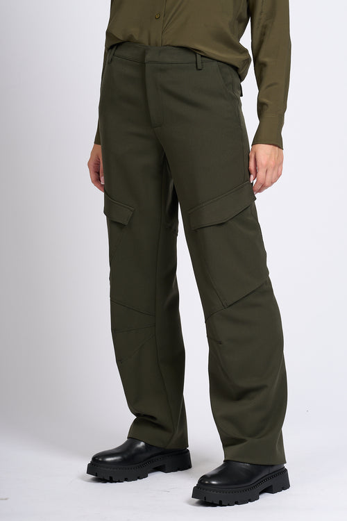 Dondup Pantalone Camila Cargo Verde Donna