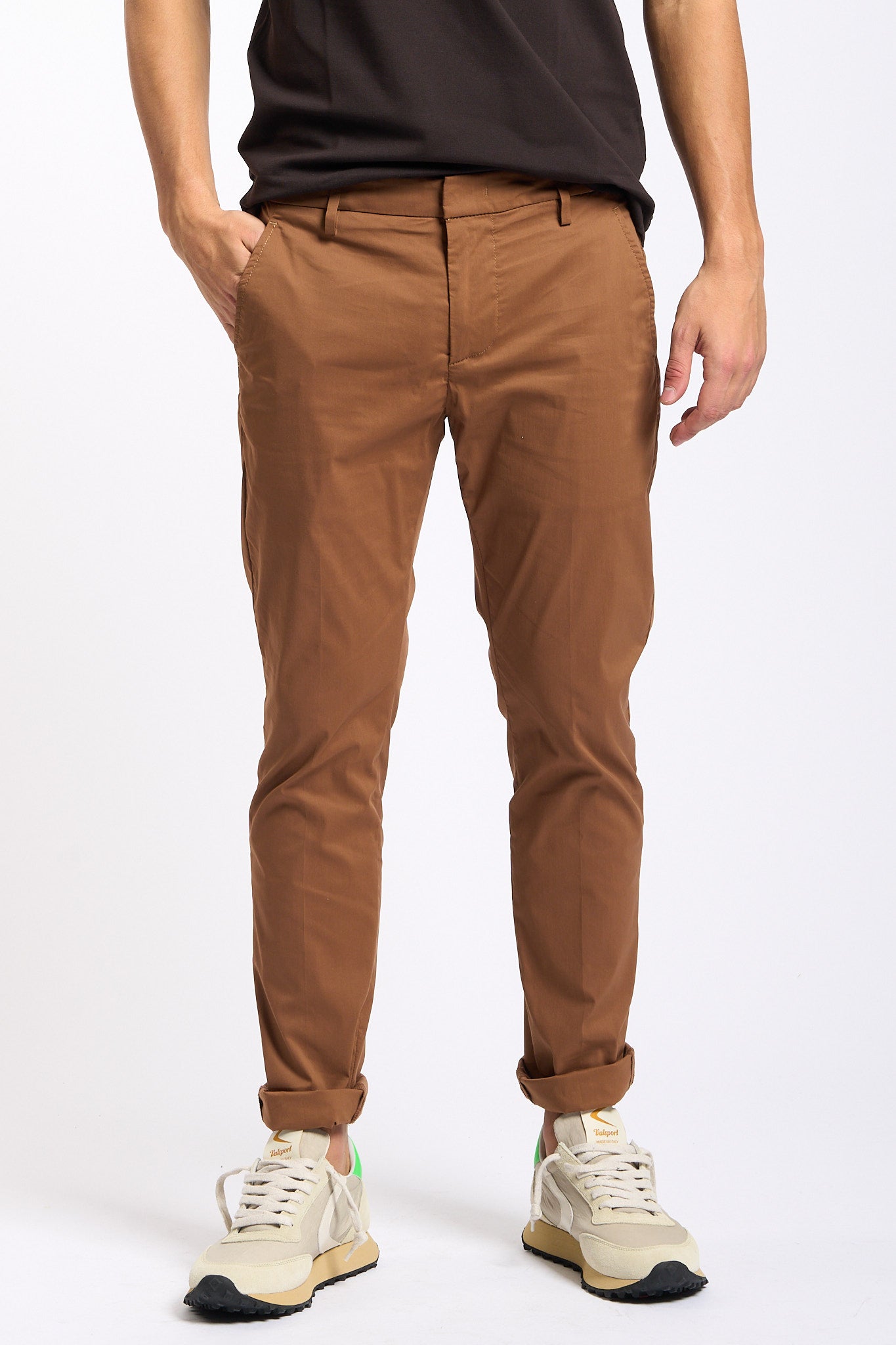 Dondup Pantalone Gaubert Popeline Corteccia Uomo-3