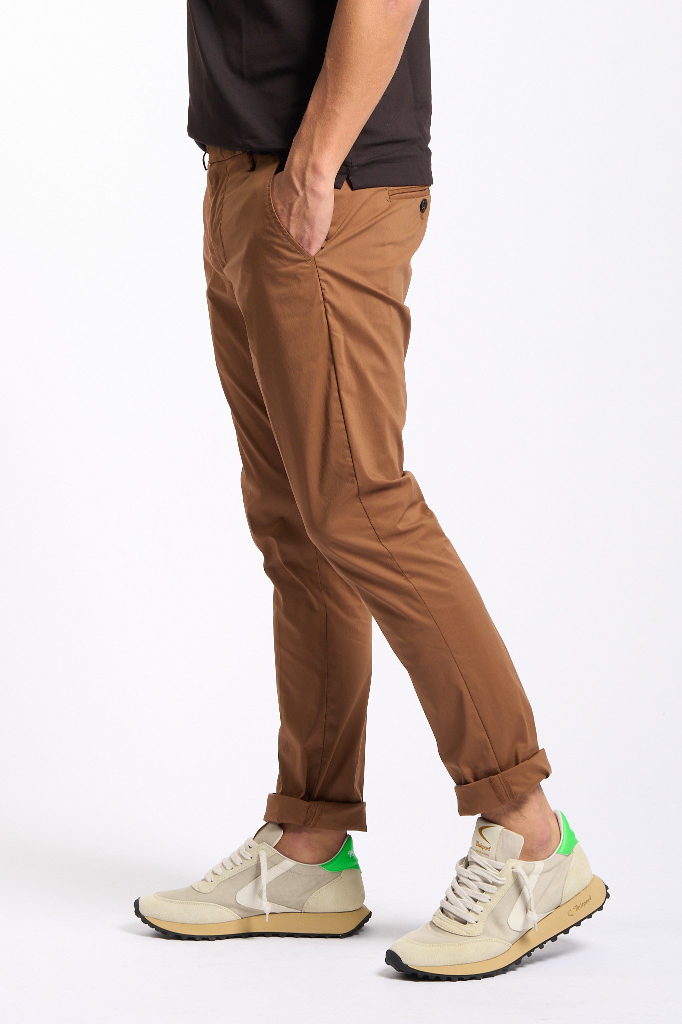 Dondup Pantalone Gaubert Popeline Corteccia Uomo-5