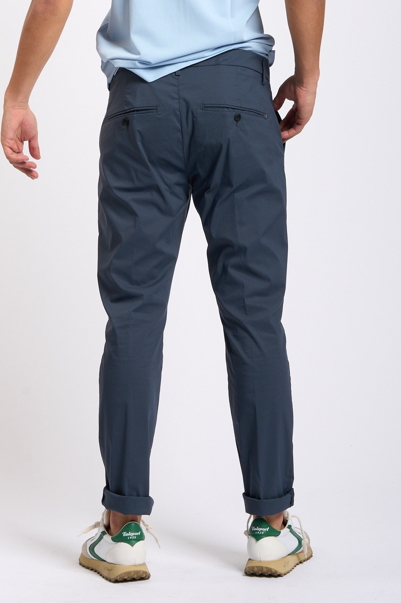 Dondup Pantalone Gaubert Relax Gabardina Blu Uomo-4
