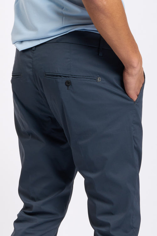 Dondup Pantalone Gaubert Relax Gabardina Blu Uomo-2