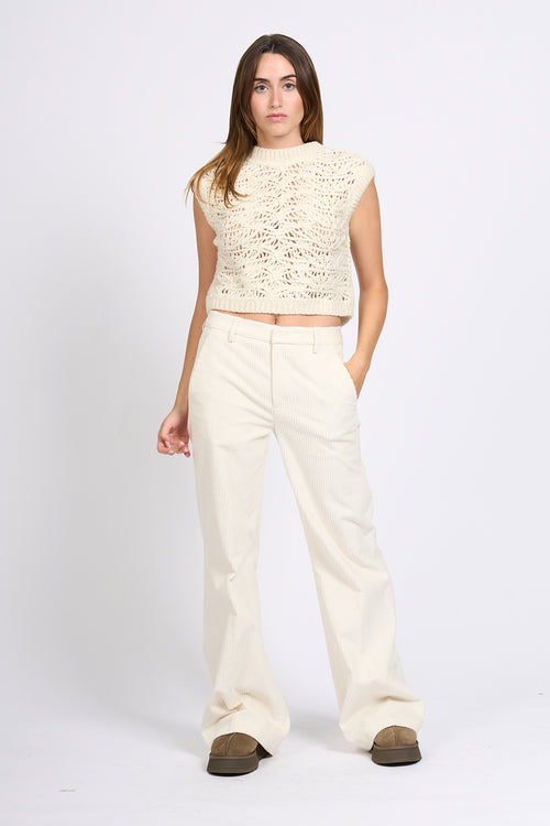 Dondup Pantalone Janice Latte Donna-2