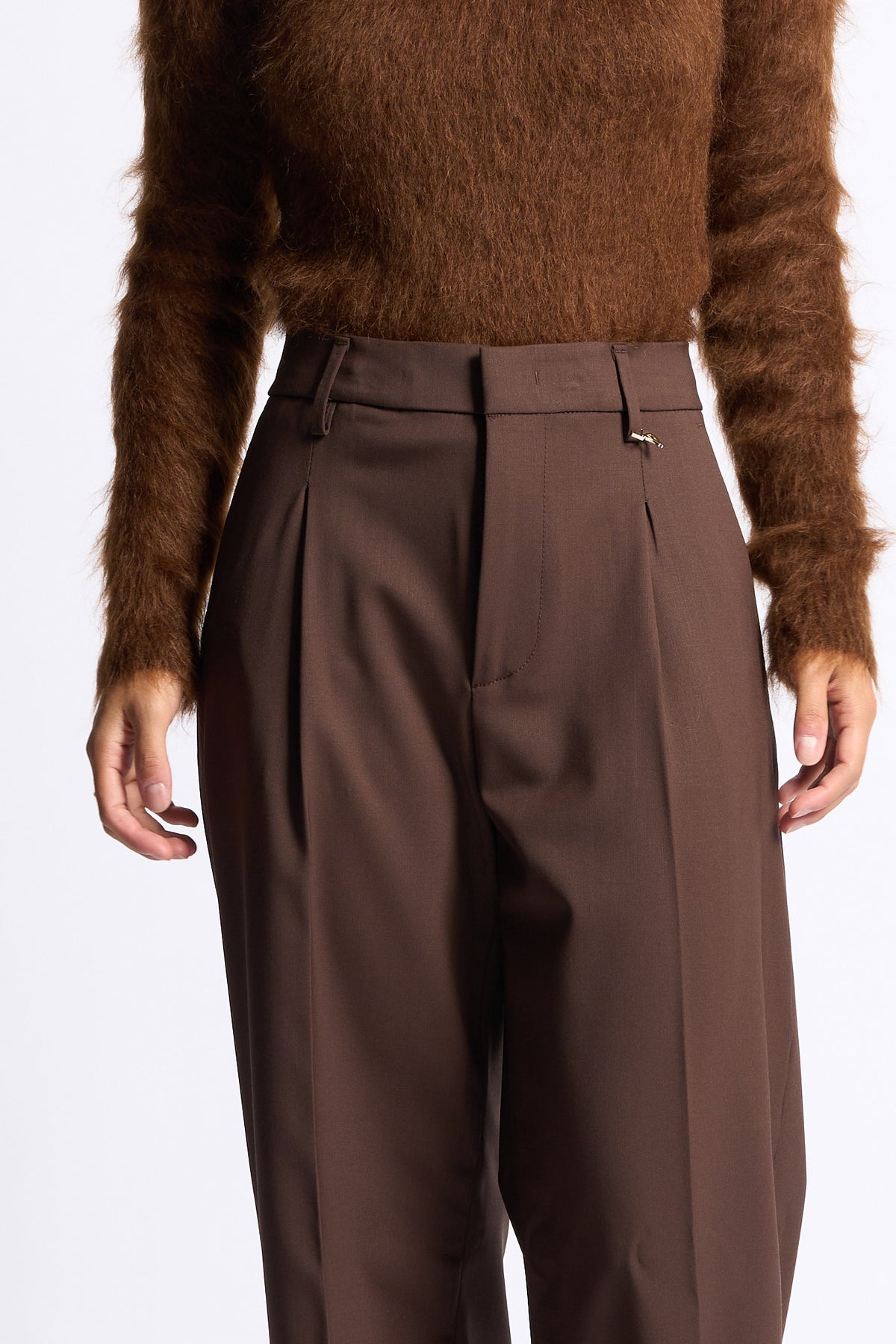 Dondup Pantalone Lia Loose Marrone Donna-4