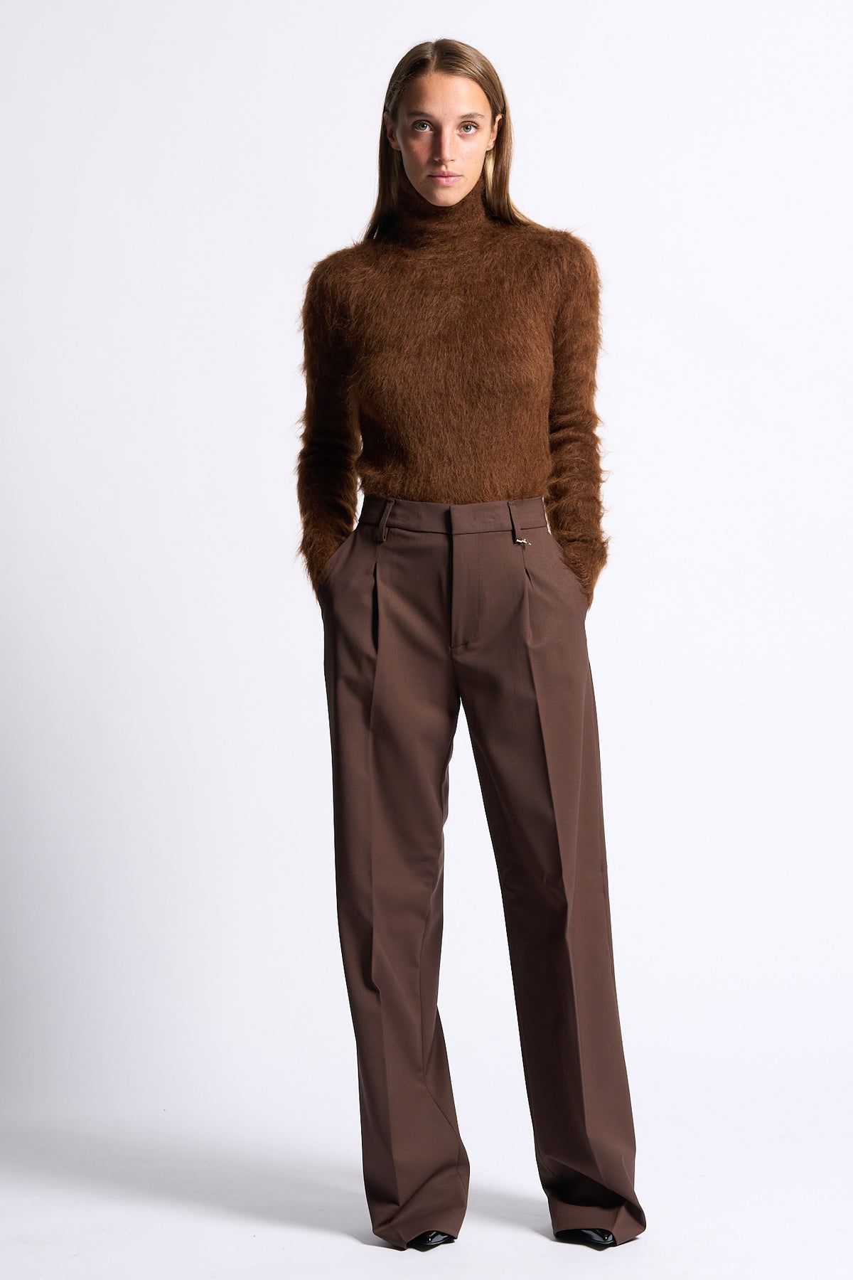 Dondup Pantalone Lia Loose Marrone Donna-2