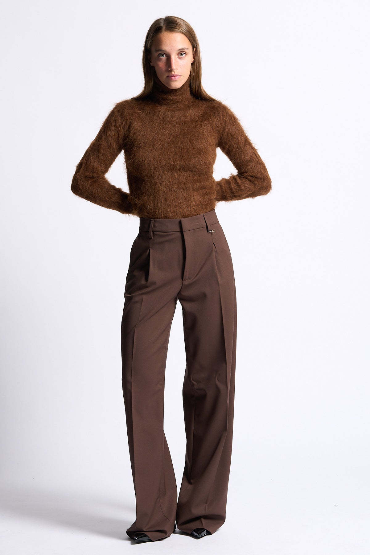 Dondup Pantalone Lia Loose Marrone Donna-8
