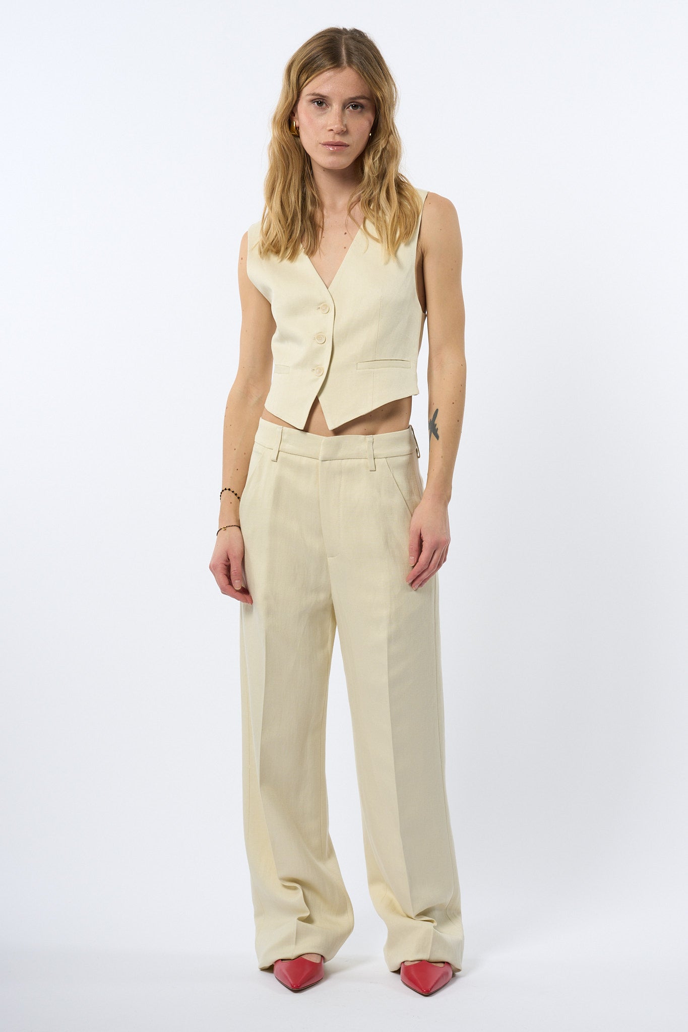 Dondup Pantalone Reina Panna Donna-2