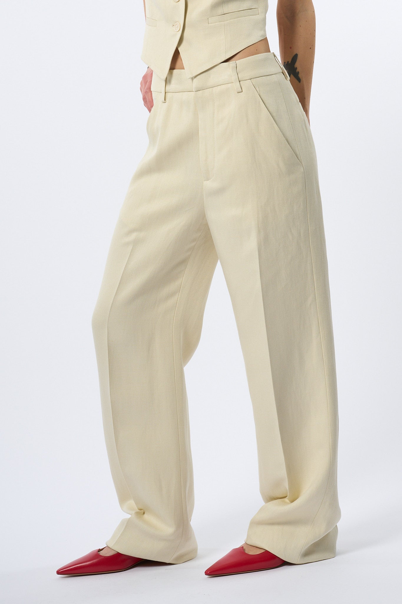 Dondup Pantalone Reina Panna Donna-3