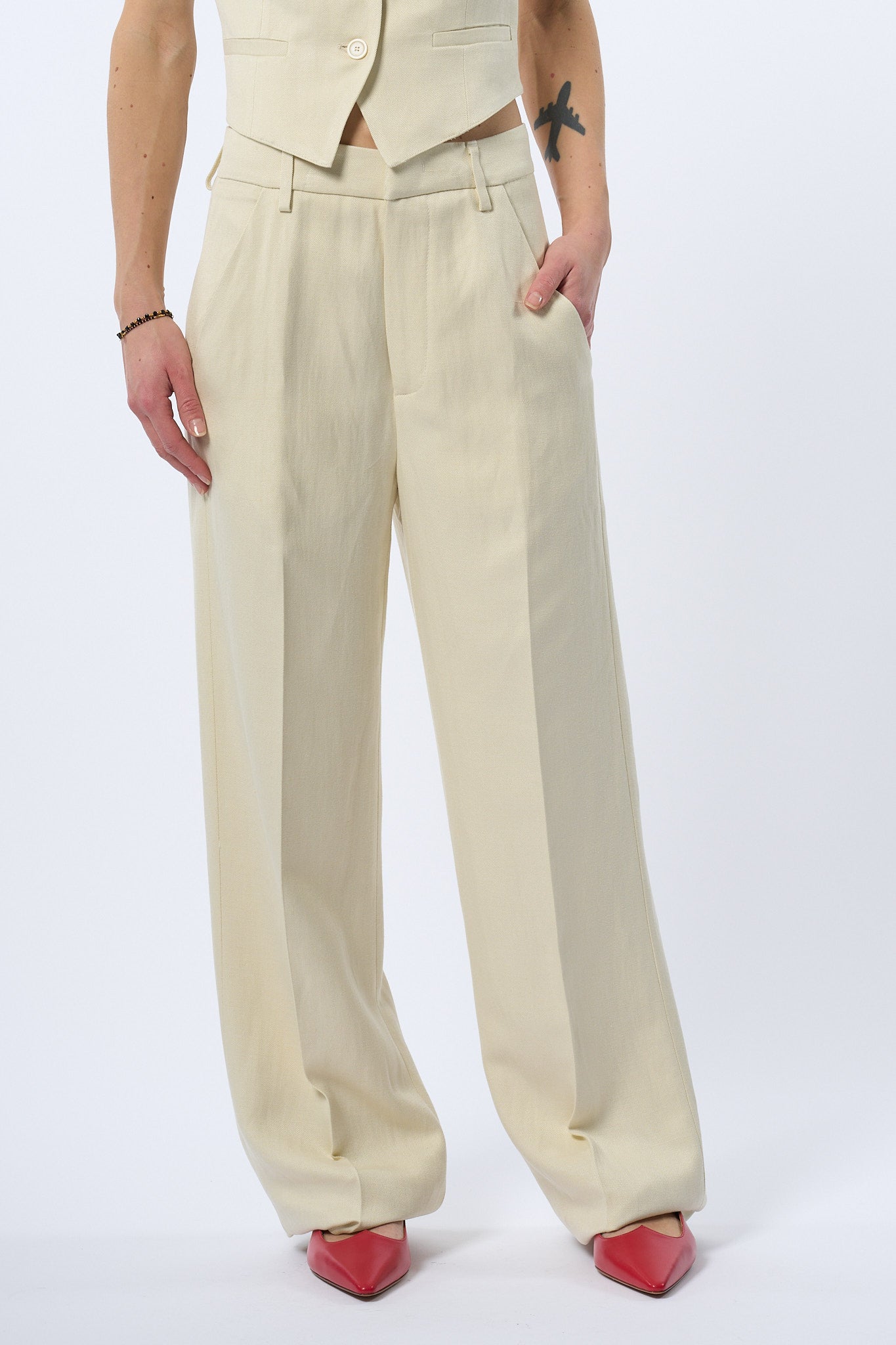 Dondup Pantalone Reina Panna Donna-1