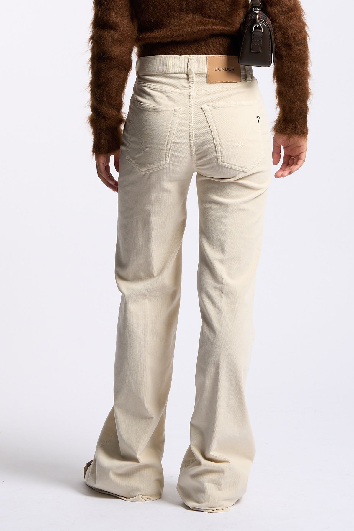 Dondup Pantalone Velluto Amber Avorio Donna-5