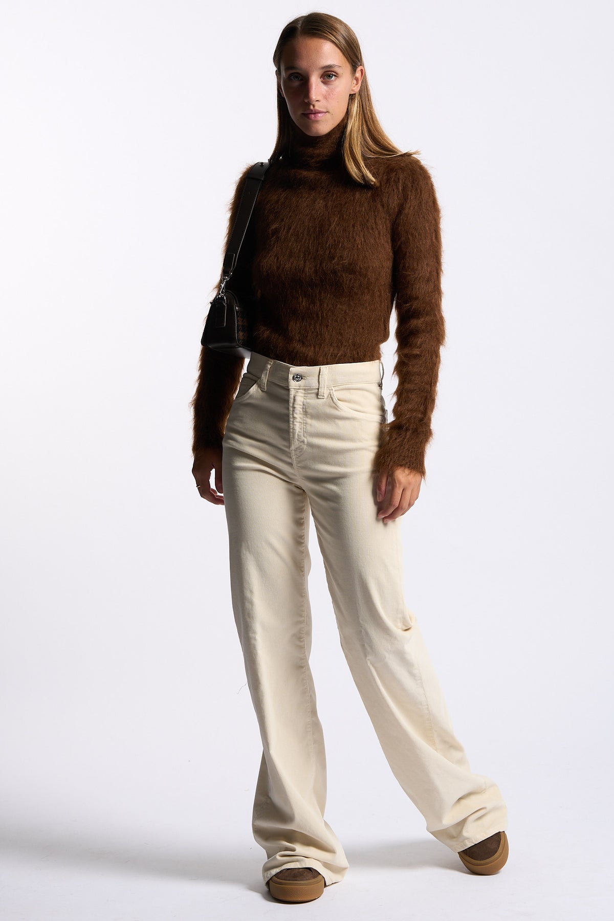 Dondup Pantalone Velluto Amber Avorio Donna-6