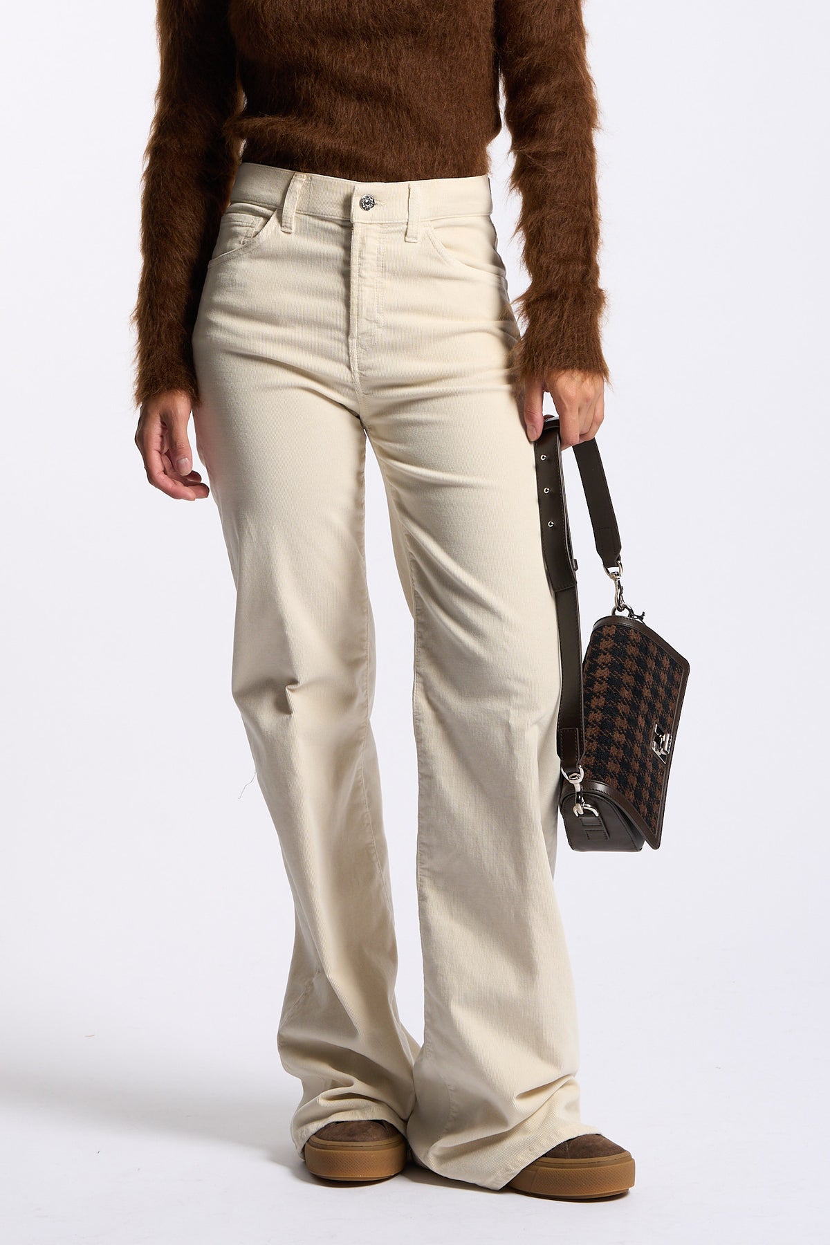 Dondup Pantalone Velluto Amber Avorio Donna-8