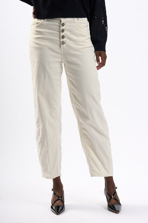 Dondup Pantalone Velluto Bessie Panna Donna