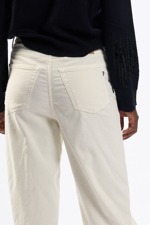 Dondup Pantalone Velluto Bessie Panna Donna-2